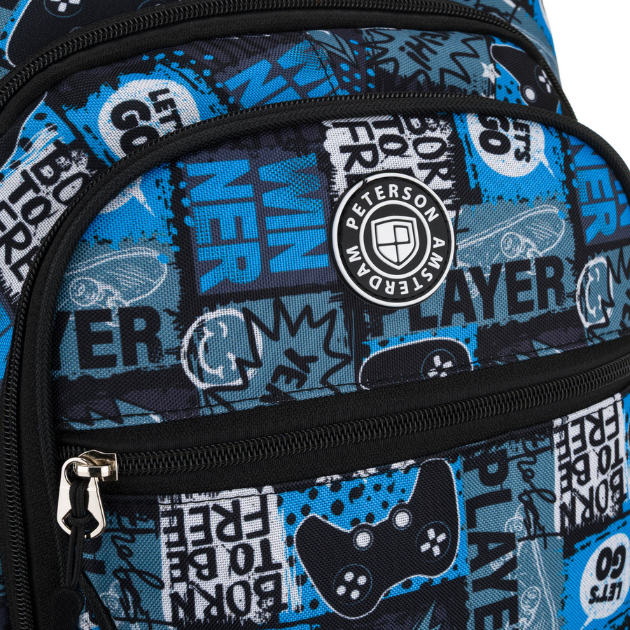 Szkolny plecak młodzieżowy z poliestru w gamingowy wzór - Peterson