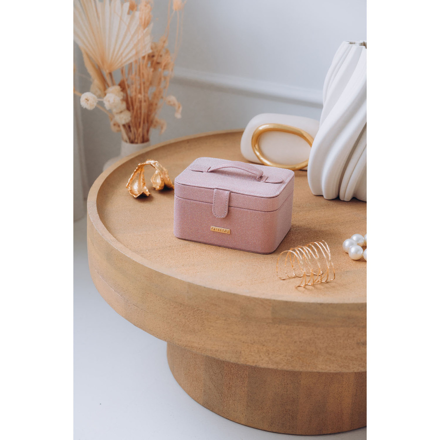 Różowa szkatułka na biżuterię zamykana zamkiem magnetycznym - Peterson