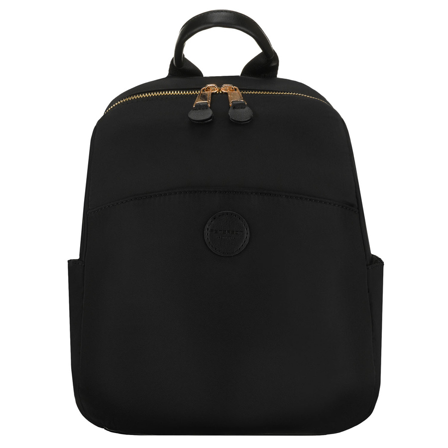 Miejski plecak damski z nylonu i skóry ekologicznej w czarnym kolorze zamykany suwakiem - Peterson