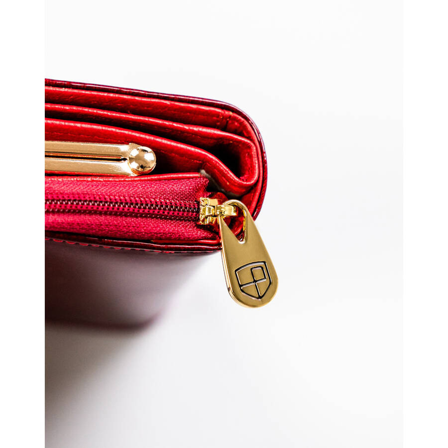 Mały portfel damski czerwony na zatrzask - Peterson