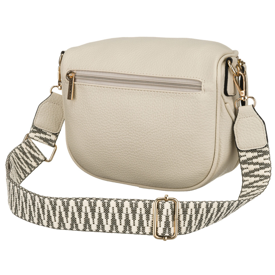 Listonoszka damska ze skóry ekologicznej w beżowym kolorze zamykana suwakiem - Rovicky