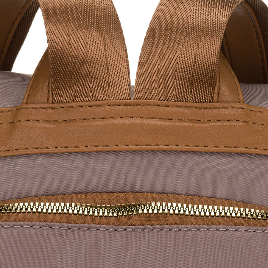 Miejski plecak damski z nylonu i skóry ekologicznej w beżowym kolorze - Peterson