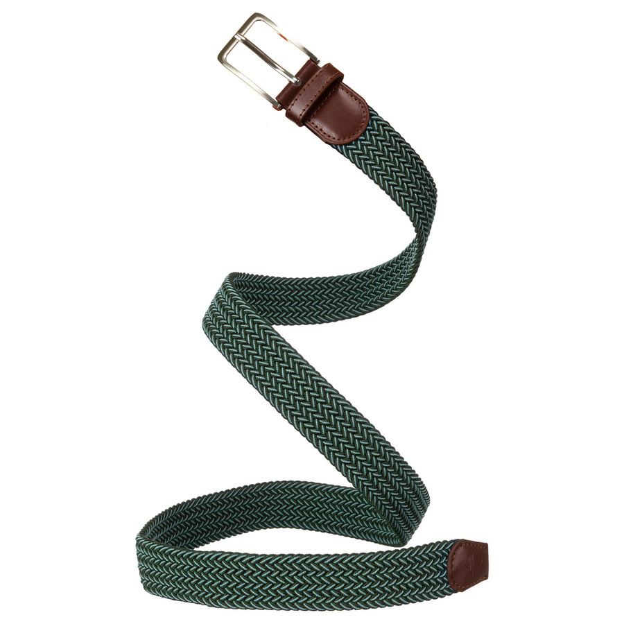 Zielony pasek parciany z tradycyjną klamrą w srebrnym kolorze - Rovicky