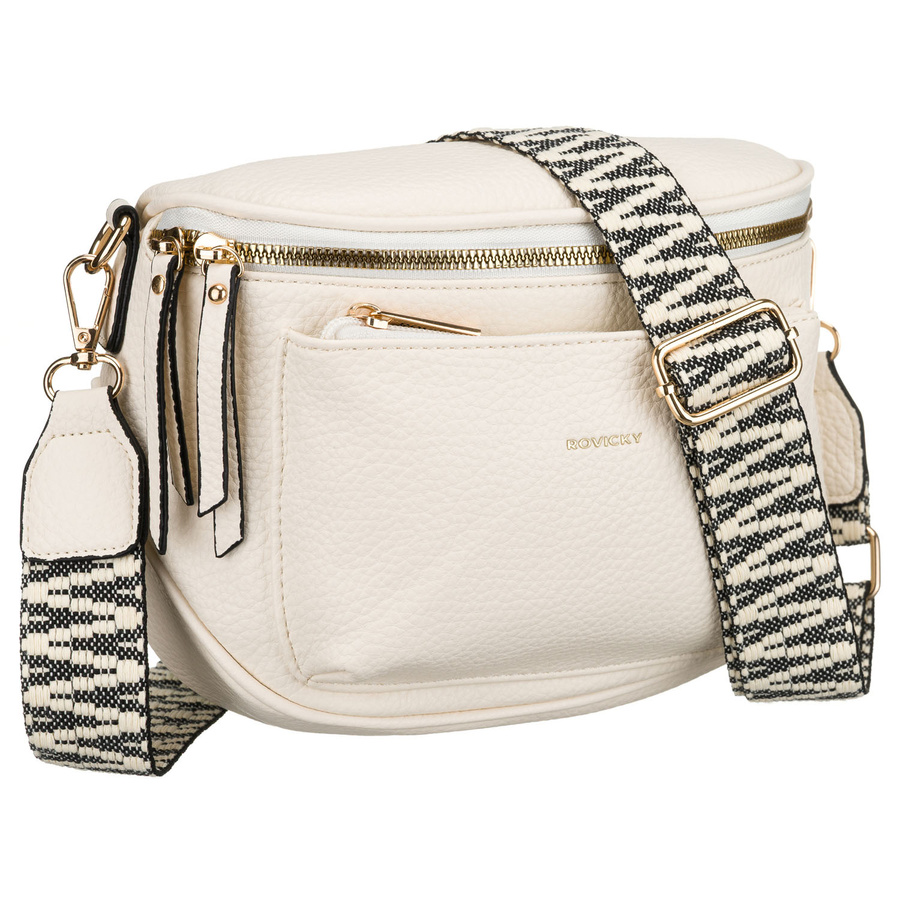 Listonoszka damska ze skóry ekologicznej w białym kolorze zawieszona na regulowanym pasku - Rovicky