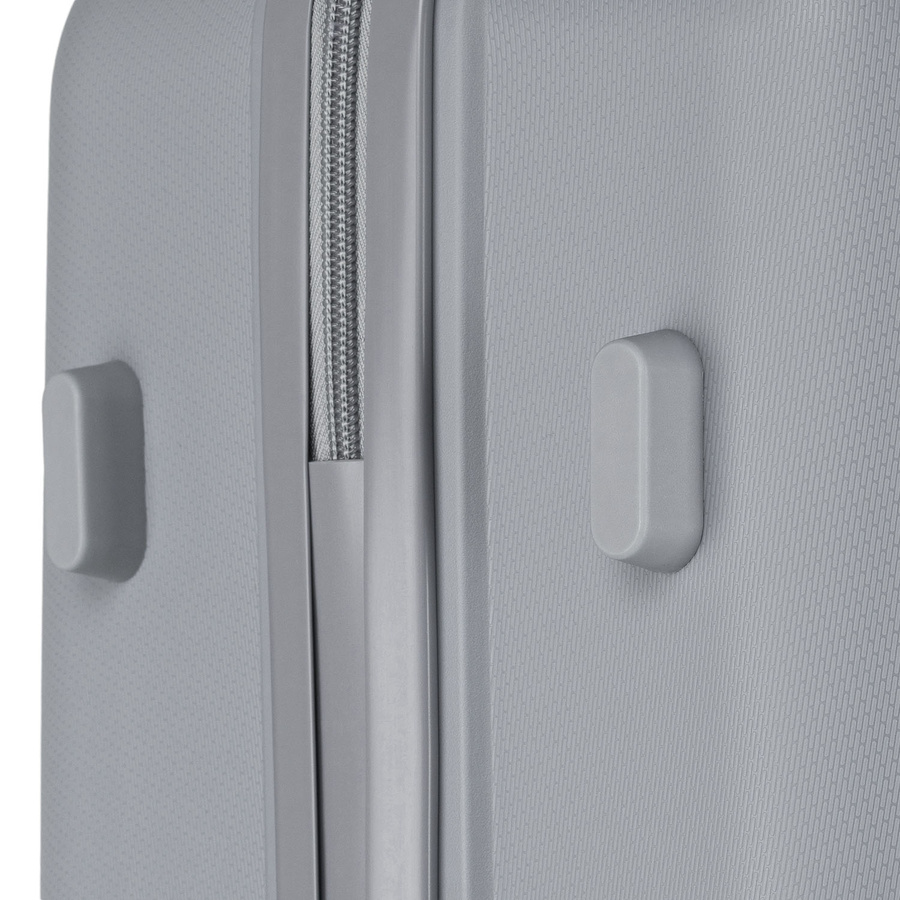 Szara walizka podróżna w średnim rozmiarze z teleskopowym uchwytem i kółkami obrotowymi - Peterson