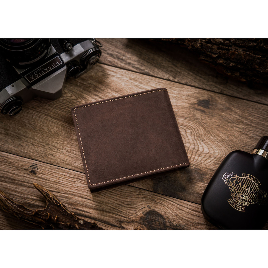 Duży, brązowy portfel męski ze skóry naturalnej wyposażony w system RFID - Always Wild