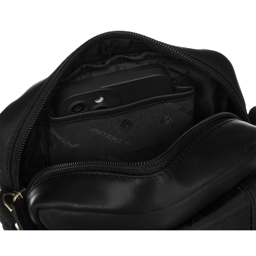 Skórzana saszetka na ramię z klapką - Peterson