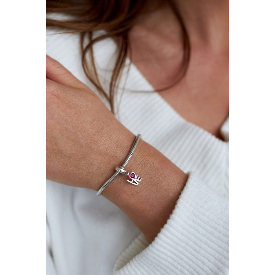 Srebrny charms love cyrkonia do modułowej bransoletki - Peterson