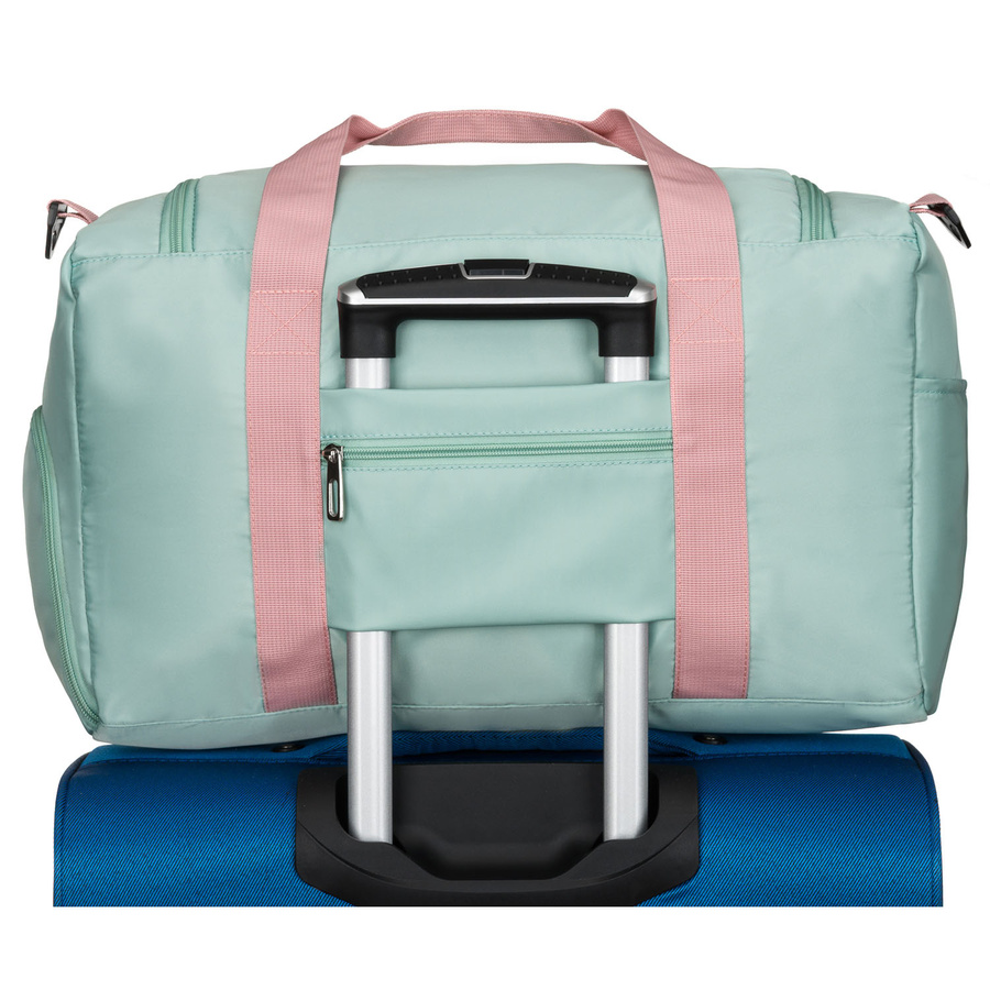 Zielono-różowa torba podróżna z poliestru zamykana na suwak - Peterson