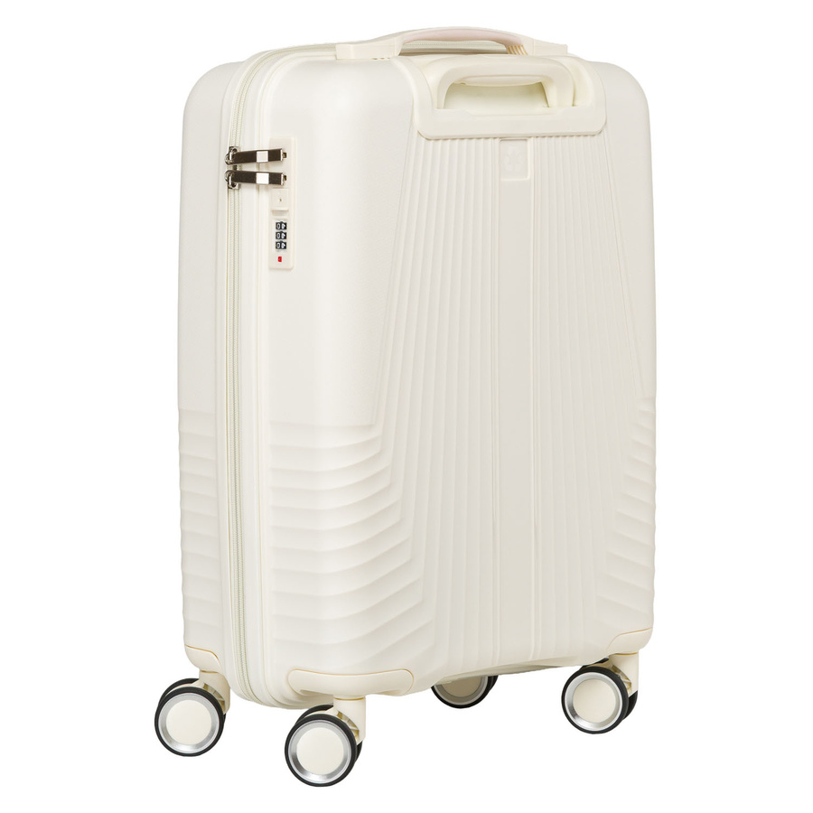 Kabinowa, beżowa walizka podróżna z teleskopowym uchwytem - Peterson