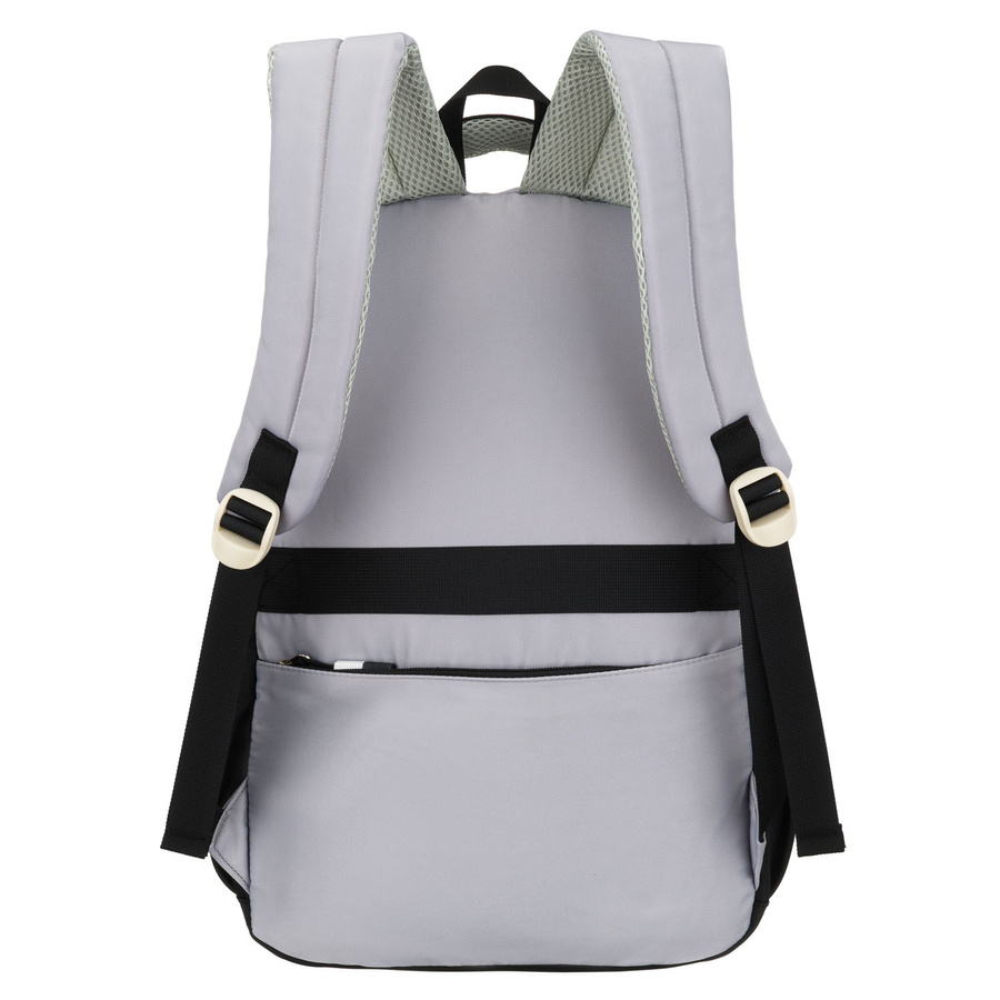 Białoczarny plecak szkolny z poliestru z poręczną dodatkową saszetką - Peterson