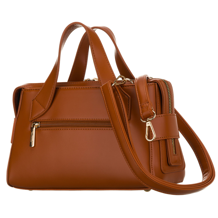 Elegancka torebka damska w kolorach ecru i brązowym wykonana z materiału syntetycznego - Peterson