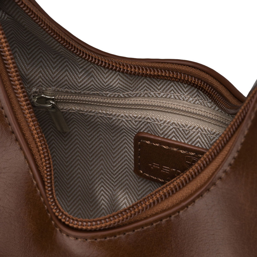 Brązowa listonoszka-bagietka damska ze skóry ekologicznej - Peterson