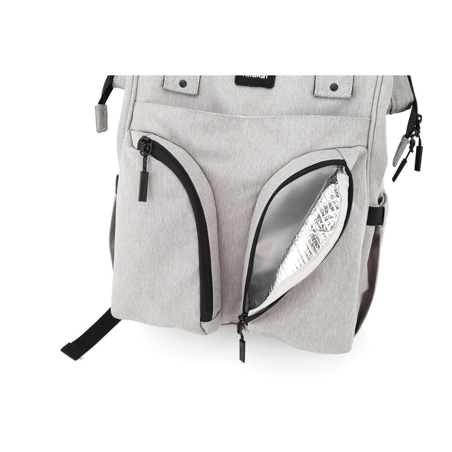 Szary, pojemny plecak damski z poliestru zamykany suwakiem - Himawari