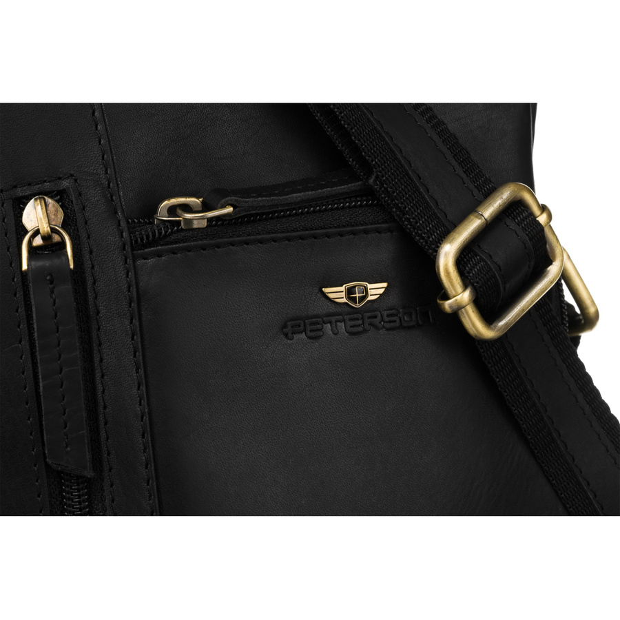 Klasyczna skórzana listonoszka męska z kieszonkami - Peterson