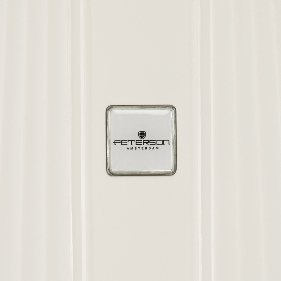 Beżowa walizka podróżna w średnim rozmiarze z teleskopowym uchwytem i kółkami obrotowymi - Peterson