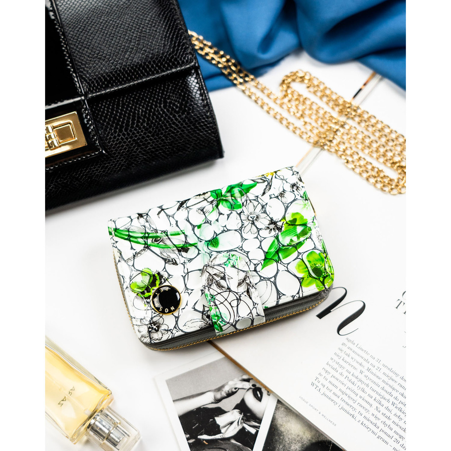 Pojemny, zielony portfel damski ze skóry naturalnej z systemem RFID - Peterson