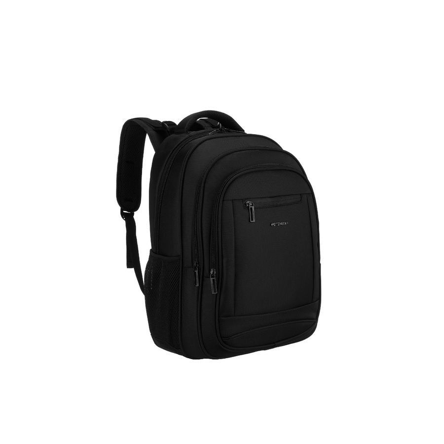 Młodzieżowy, miękki plecak szkolny z poliestru w czarnym kolorze, zawieszony na regulowanych szelkach - Peterson