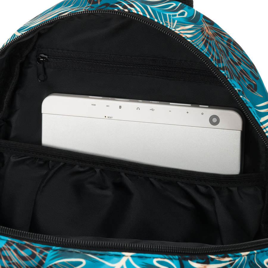 Wielokolorowy, miejski plecak damski pokryty roślinnym wzorem - Rovicky