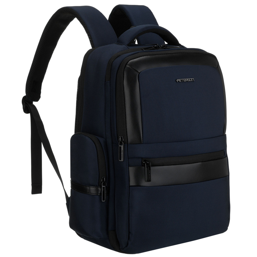 Granatowy plecak podróżny z kieszenią na laptopa do 14 cali - Peterson