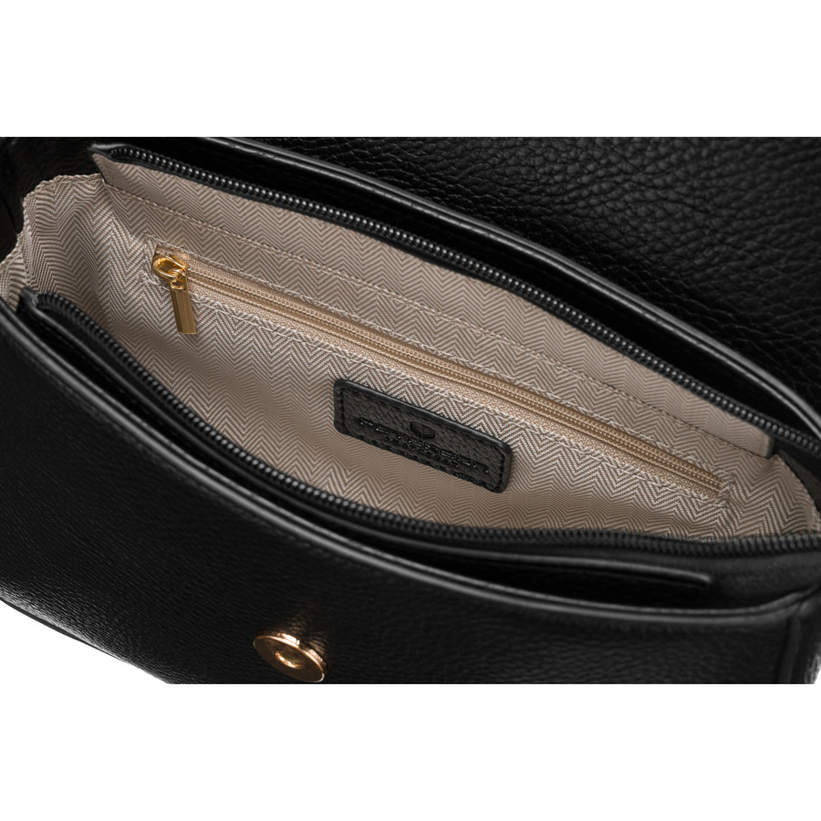 Czarna listonoszka damska na ramię ze skóry ekologicznej z etui w zestawie - Peterson