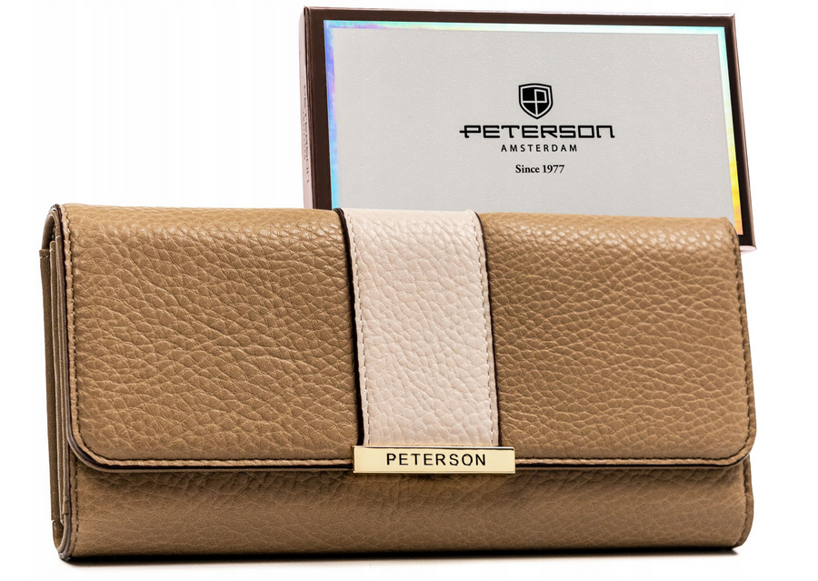Duży, poziomy portfel damski ze skóry ekologicznej - Peterson