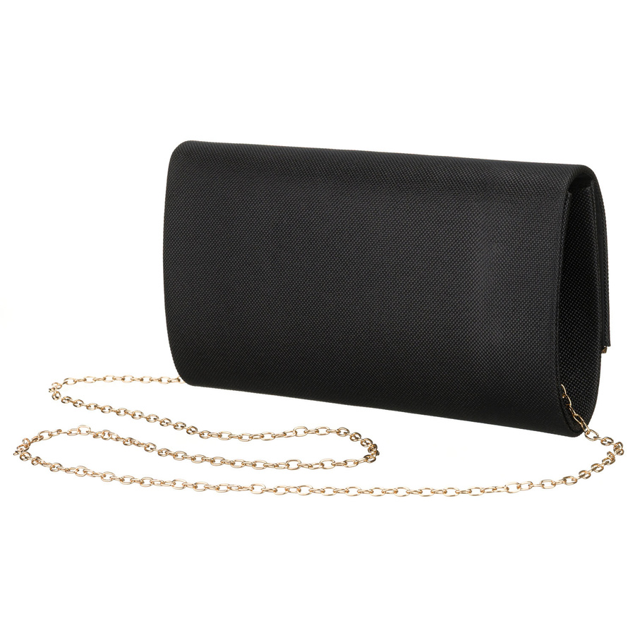 Czarna, wizytowa torebka damska wykonana z tkaniny syntetycznej - Rovicky