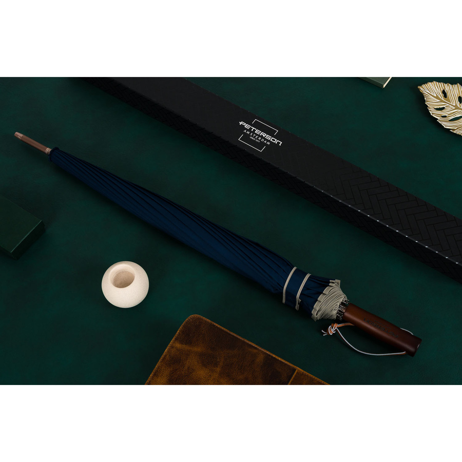 Granatowy, rządowy parasol z dużą czaszą - Peterson