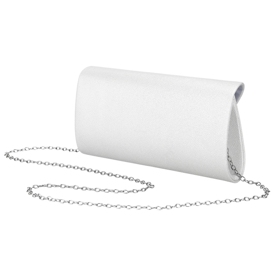 Srebrna kopertówka damska wykonana ze skóry ekologicznej zawieszona na łańcuszku - Rovicky