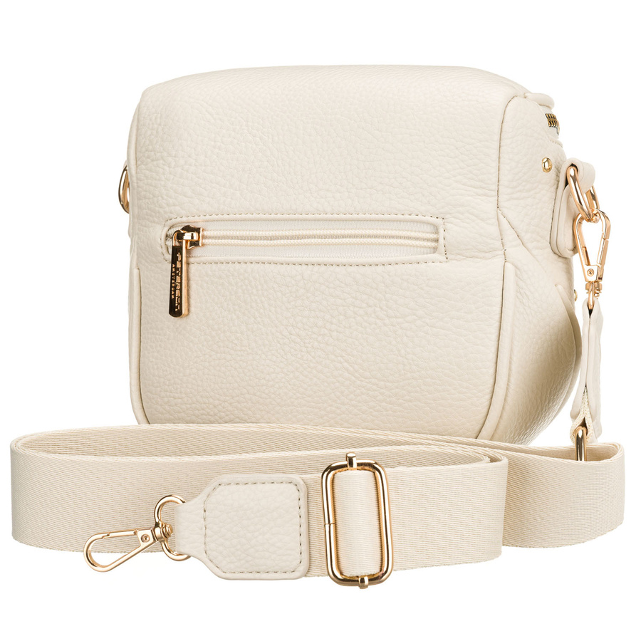 Jasnobeżowa nerka damska ze skóry ekologicznej ozdobiona ćwiekami - Peterson