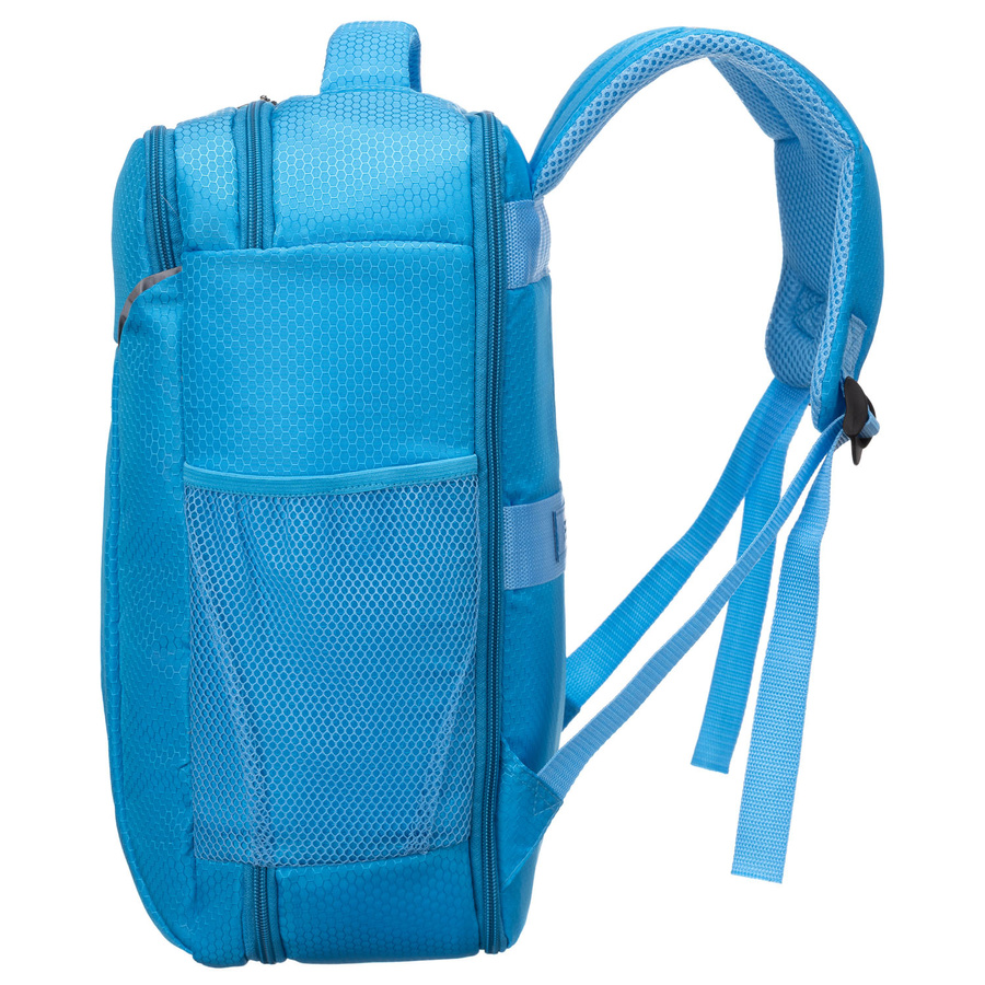 Podróżny plecak z poliestru w niebieskim kolorze wyposażony w oddychające szelki - Peterson