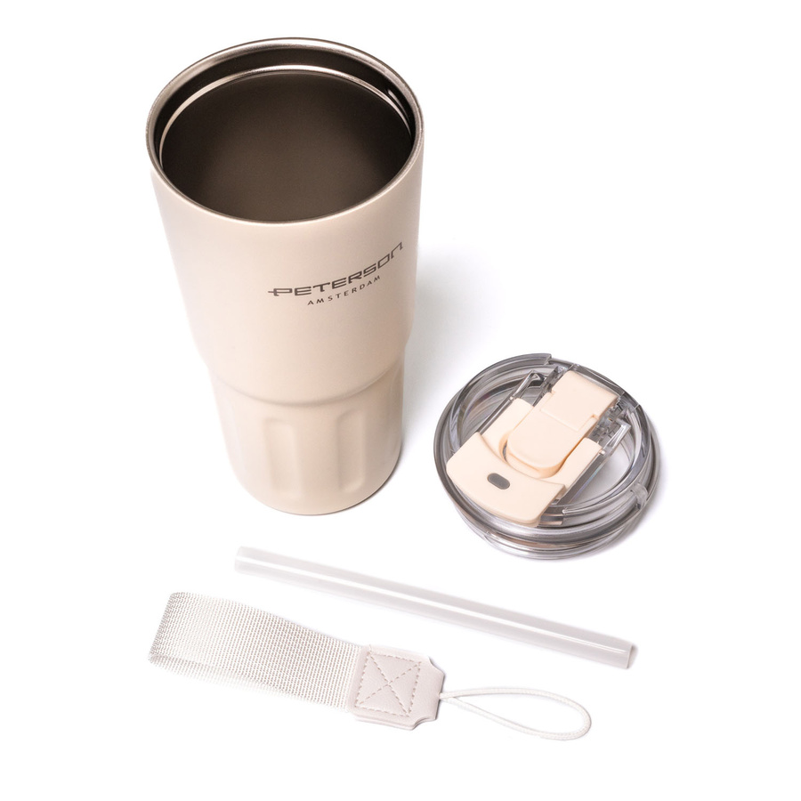 Kubek termiczny ze stali nierdzewnej w beżowym kolorze - Peterson