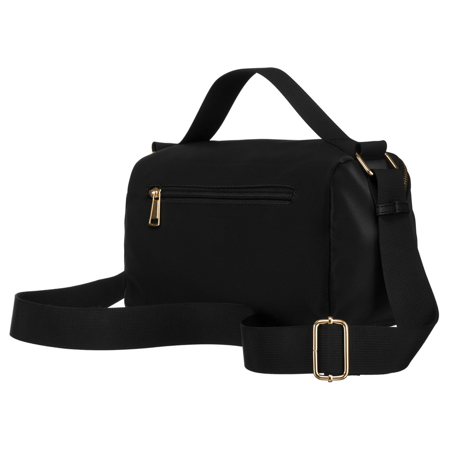 Czarna listonoszka z nylonu i skóry ekologicznej z dodatkowymi kieszonkami - Peterson