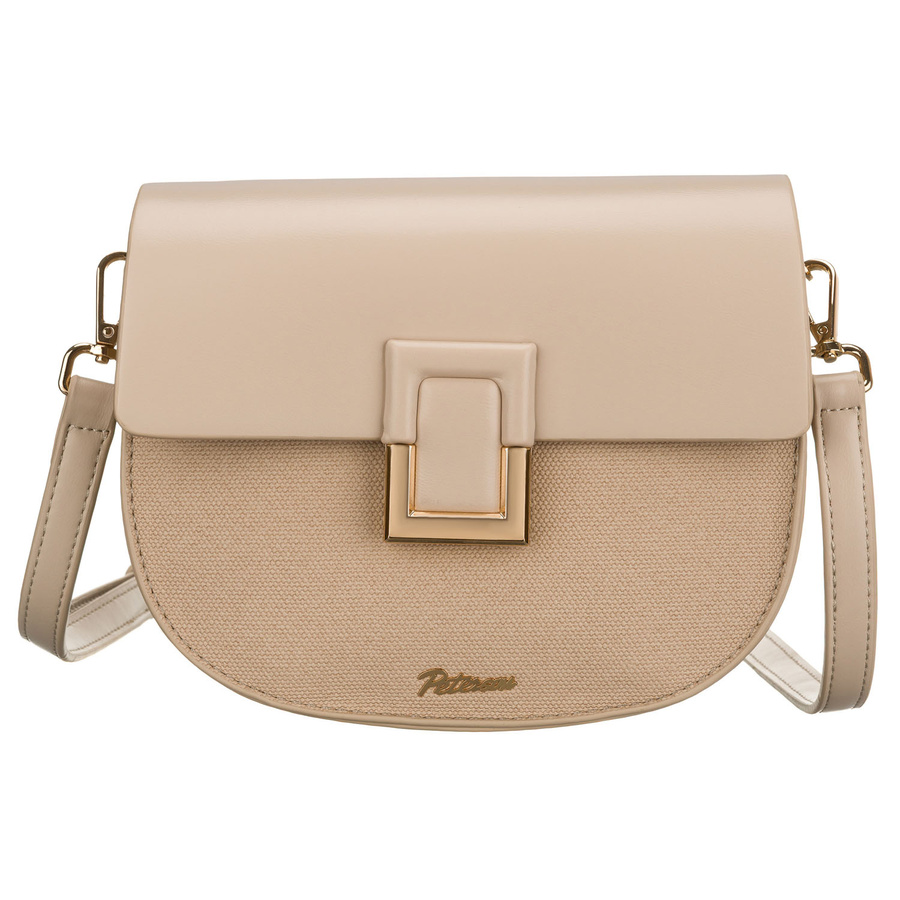 Beżowa listonoszka damska w kształcie podkówki zamykana klipsem magnetycznym - Peterson
