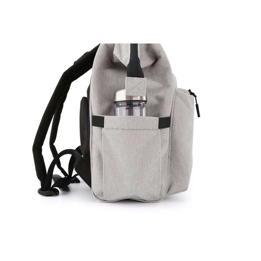 Szary, pojemny plecak damski z poliestru zamykany suwakiem - Himawari