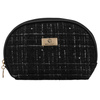 Czarna kosmetyczka damska w kratę wykonana z materiału syntetycznego, jednokomorowa - Rovicky