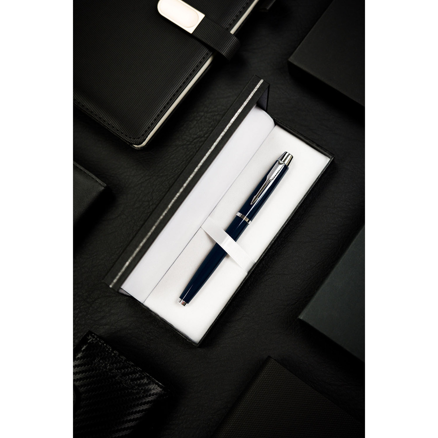 Granatowy, metalowy długopis w eleganckim pudełku - Peterson