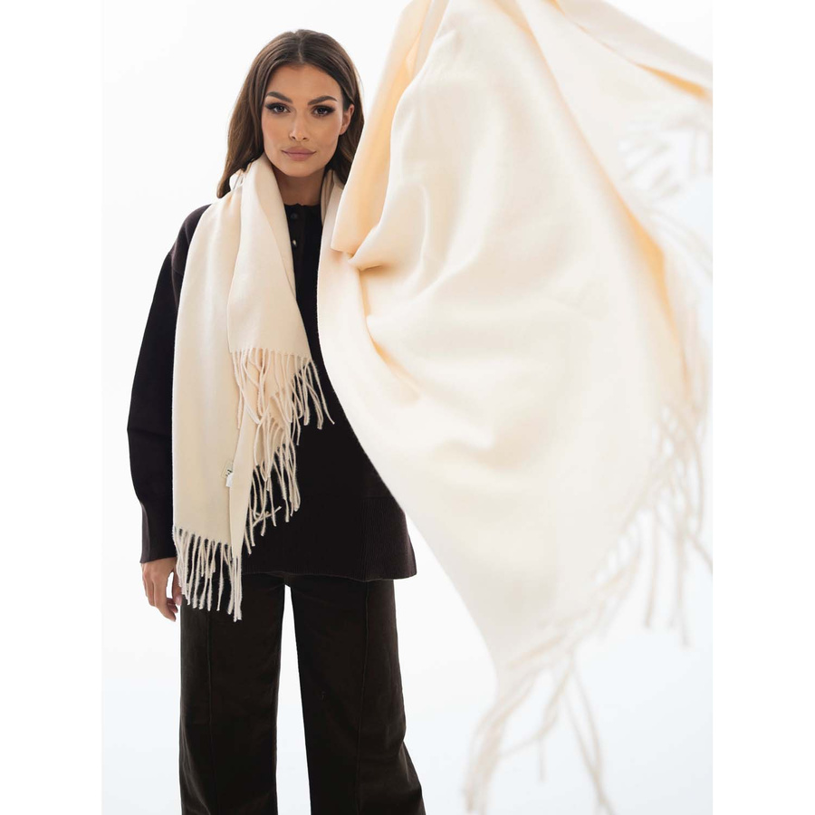 Dwustronny szal damski w kolorze kremowym - Peterson