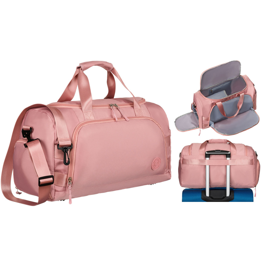 Różowa torba weekendowo-podróżna z komorą boczną na buty - Peterson