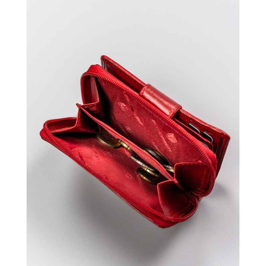 Damski portfel ze skóry naturalnej na zatrzask i suwak - Peterson