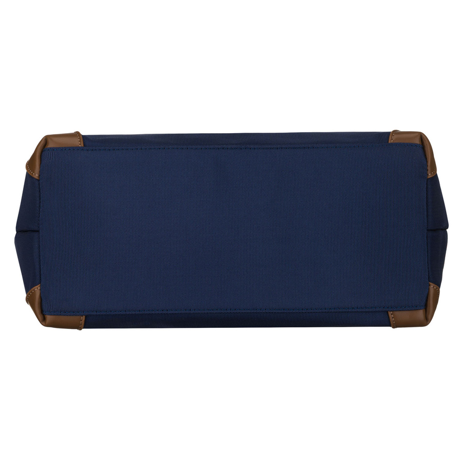 Duża, granatowa shopperka damska, jednokomorowa, zawieszona na uchwytach i doczepianym pasku - Peterson