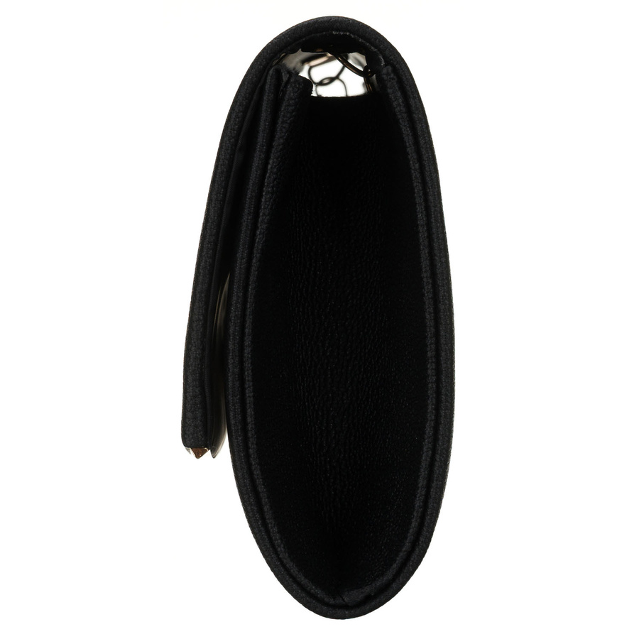 Czarna kopertówka damska wykonana ze skóry ekologicznej, zapinana klipsem magnetycznym - Rovicky