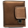 Brązowy portfel damski ze skóry naturalnej i ekologicznej, zamykany zatrzaskiem i biglem - Peterson