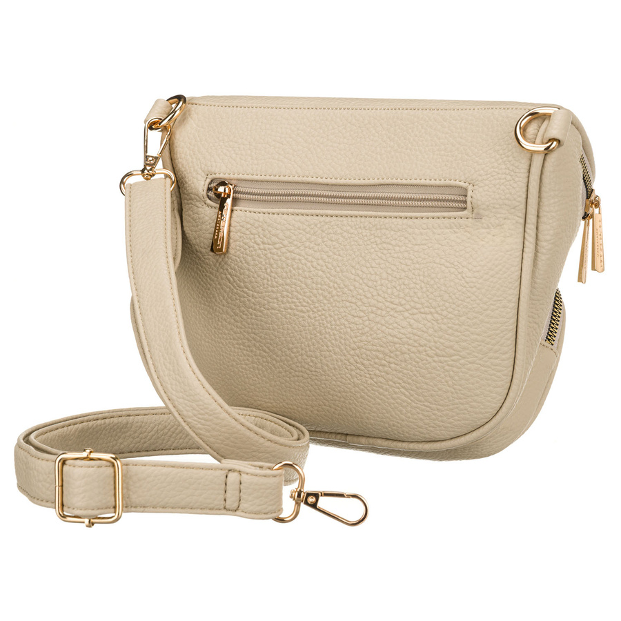 Beżowa saszetka damska ze skóry ekologicznej zamykana suwakiem, jednokomorowa - Peterson