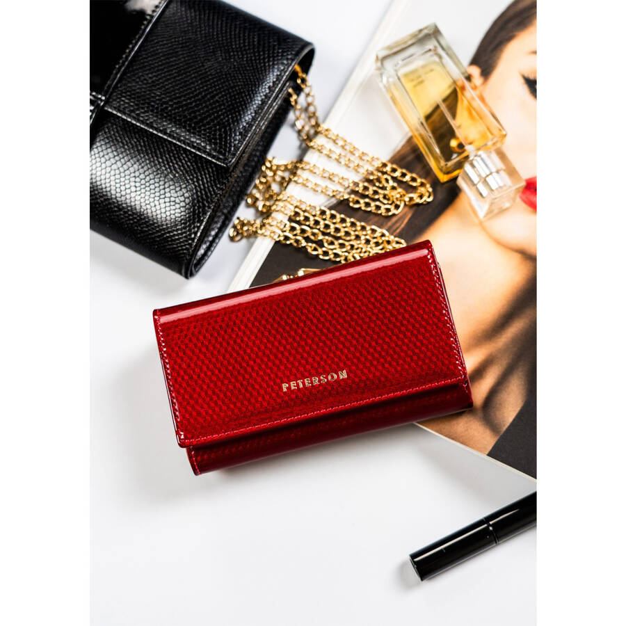 Portfel damski z wieloma przegródkami czerwony - Peterson