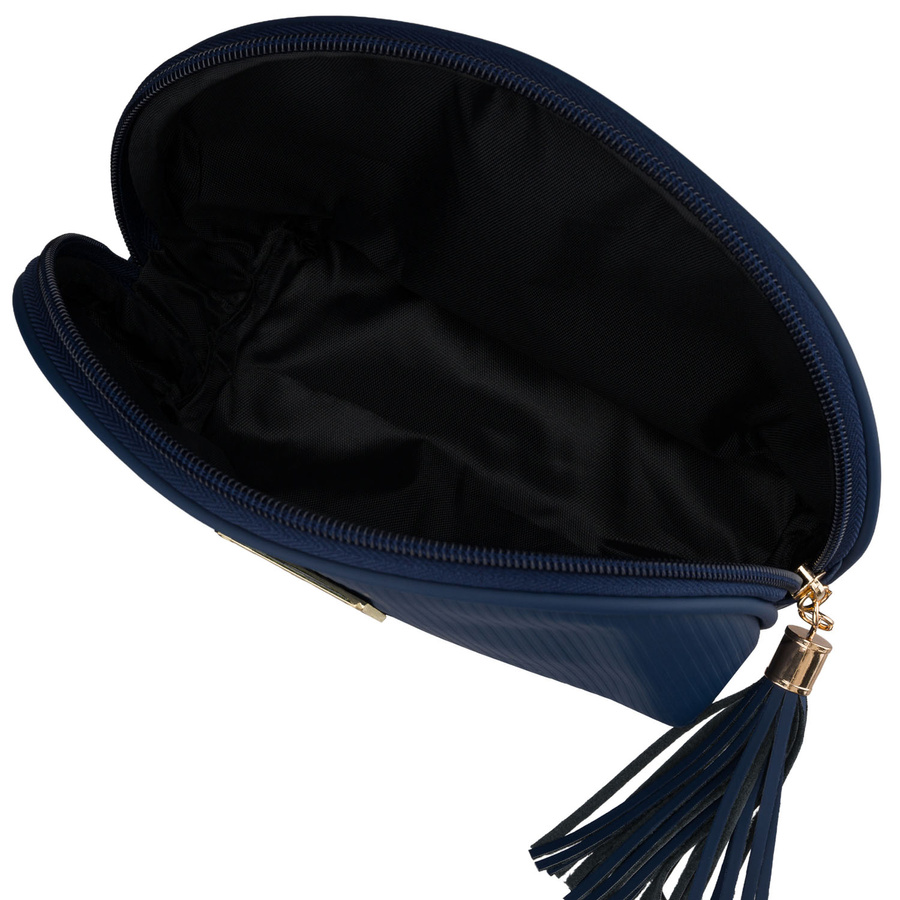 Granatowa kosmetyczka z materiału syntetycznego zamykana suwakiem - Peterson
