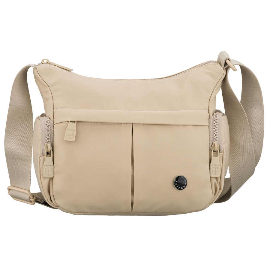 Miejska llistonoszka damska z poliestru w kolorze ecru zamykana suwakiem - Peterson
