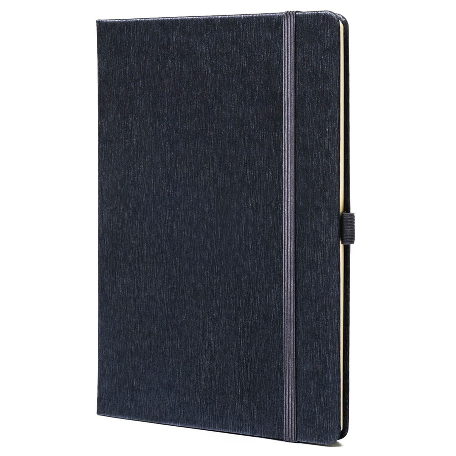 Notes w formacie A5 w szarym kolorze, wyposażony w gumkę zamykającą - Peterson