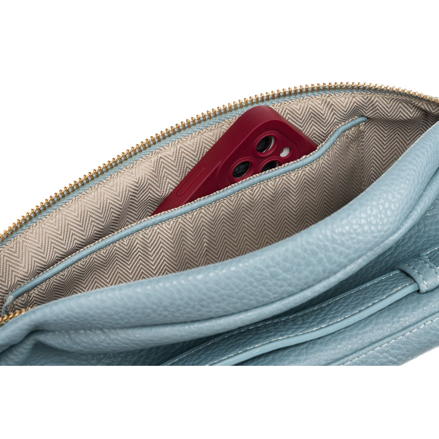 Modna sportowa niebieska saszetka damska na biodra, na ramię lub przez ramię nerka crossbody z eko skóry Peterson