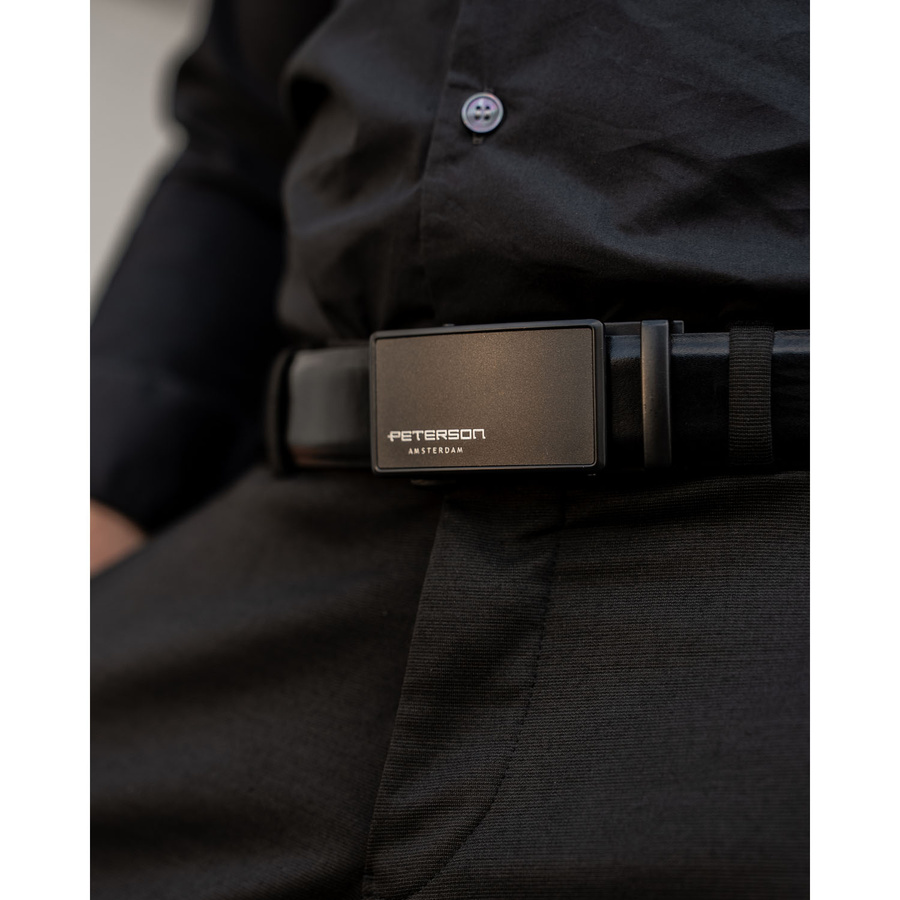 Elegancki, skórzany pasek męski z klamrą automatyczną - Peterson